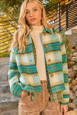 Green Cropped Plaid Jacket