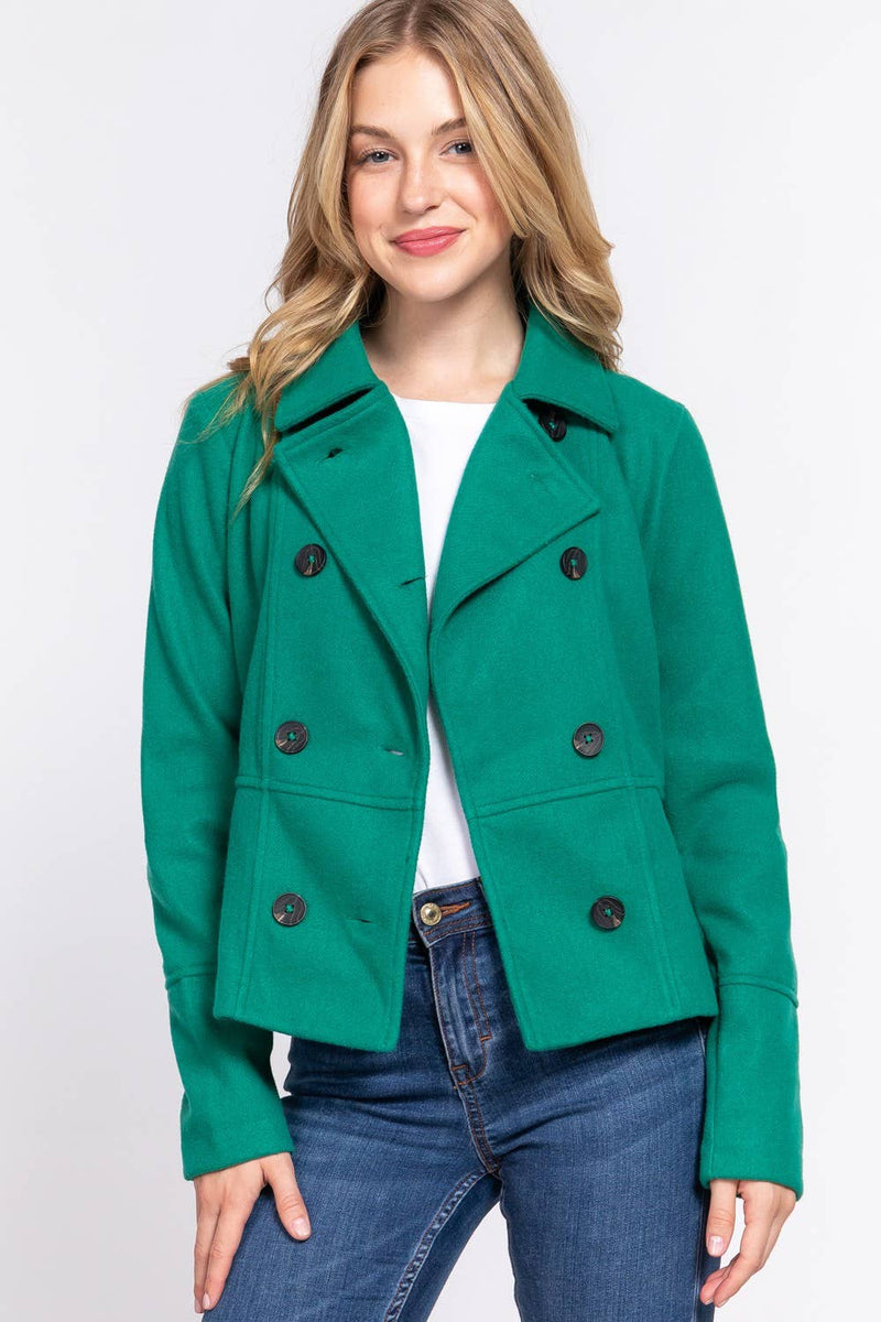 Double Breasted Cropped Pea Coat