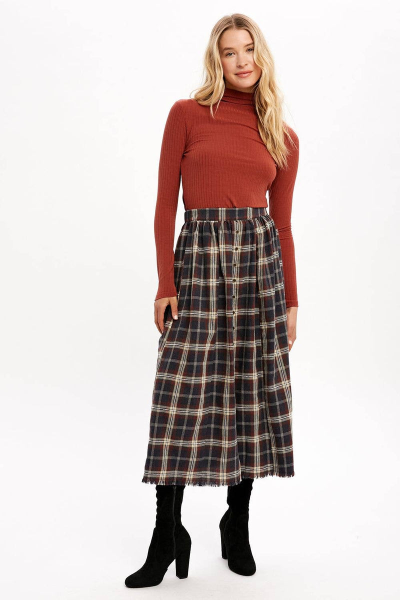 Navy Plaid Skirt