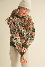Green Alpine Design Sweater