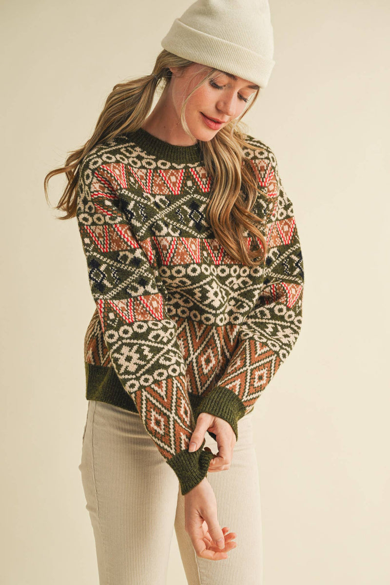 Green Alpine Design Sweater