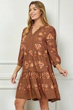 Rust Floral Shift Dress