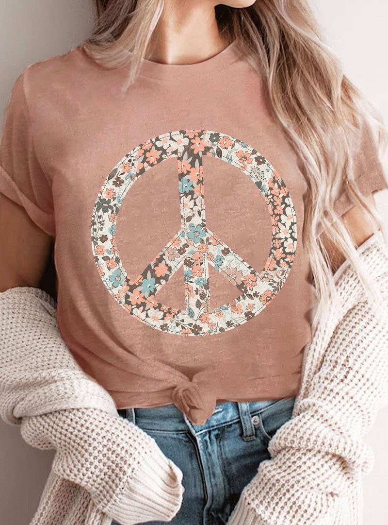 Peace Flower Tees in Mauve and Mint