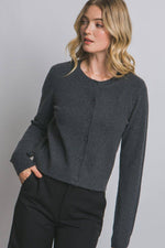 Crew Neck Button-up Cardigan
