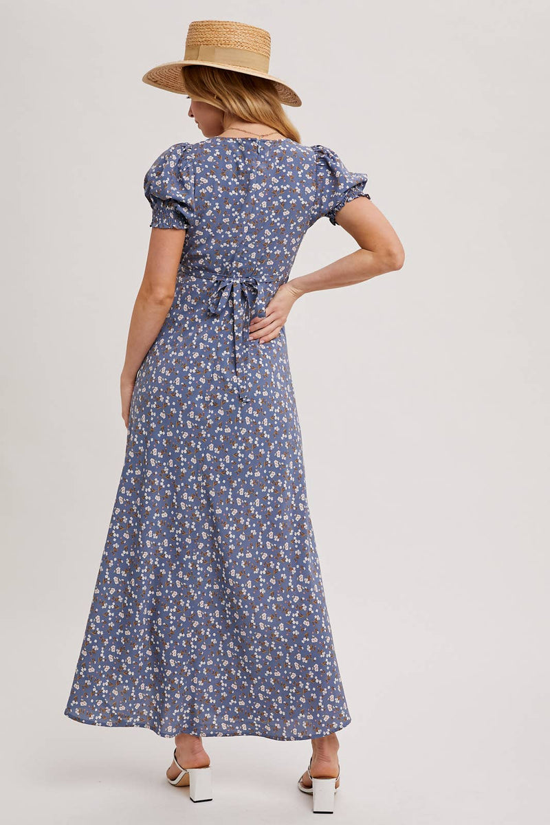 Boho Floral Print V-Neck Maxi Dress