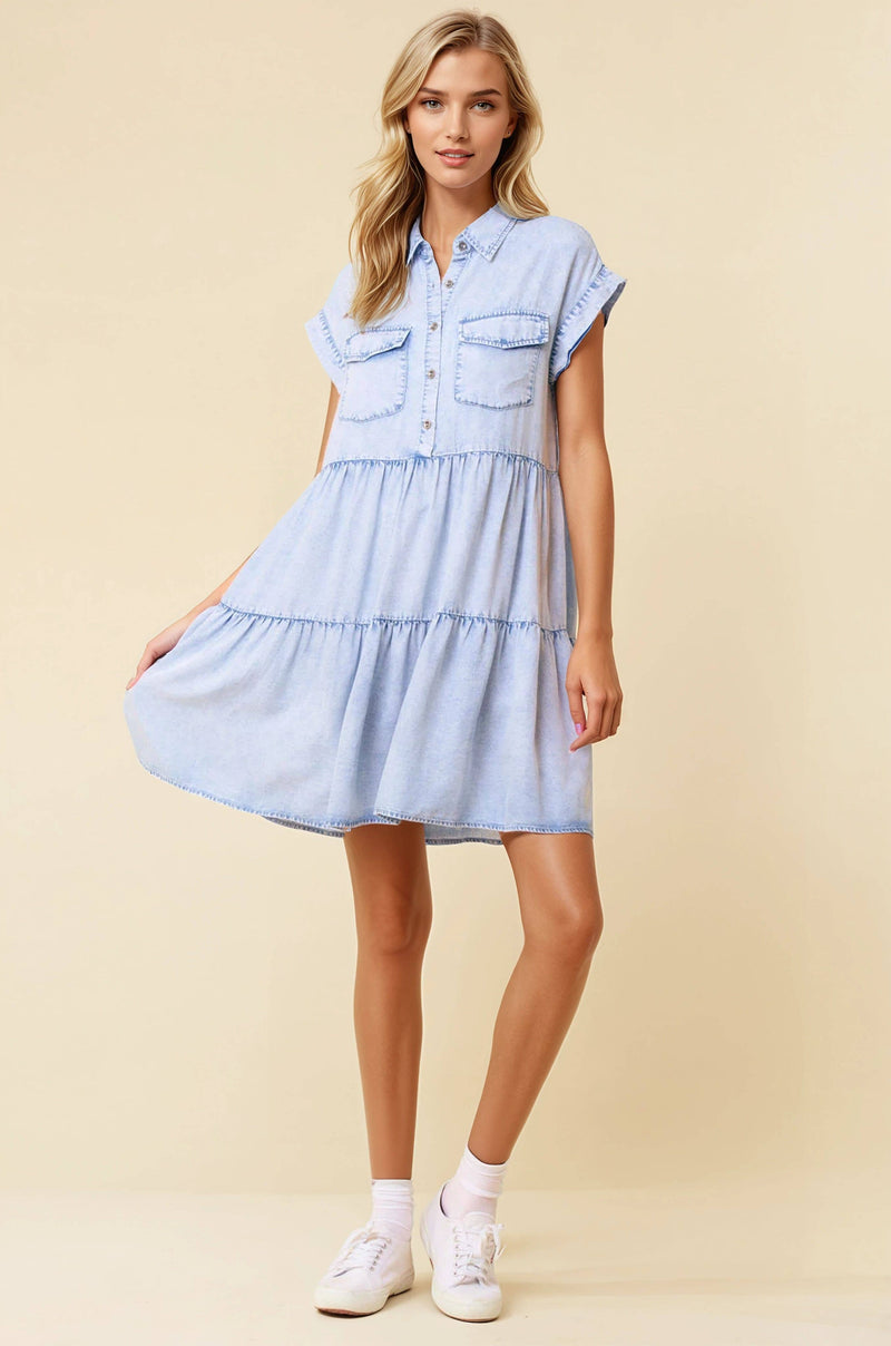 Tiered Denim Dress