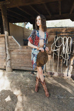 Cowgirl Vibrant Floral Kimono Wrap in Navy