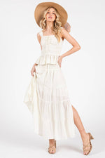 Tiered Flowing Black Skirt with Side Slit