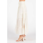 Tiered Flowing Black Skirt with Side Slit