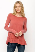 Ruffle Hem Top in Rust or Blush