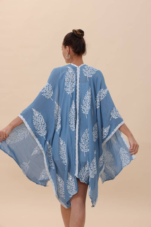 Botanical Leaf Embroidered Kimono