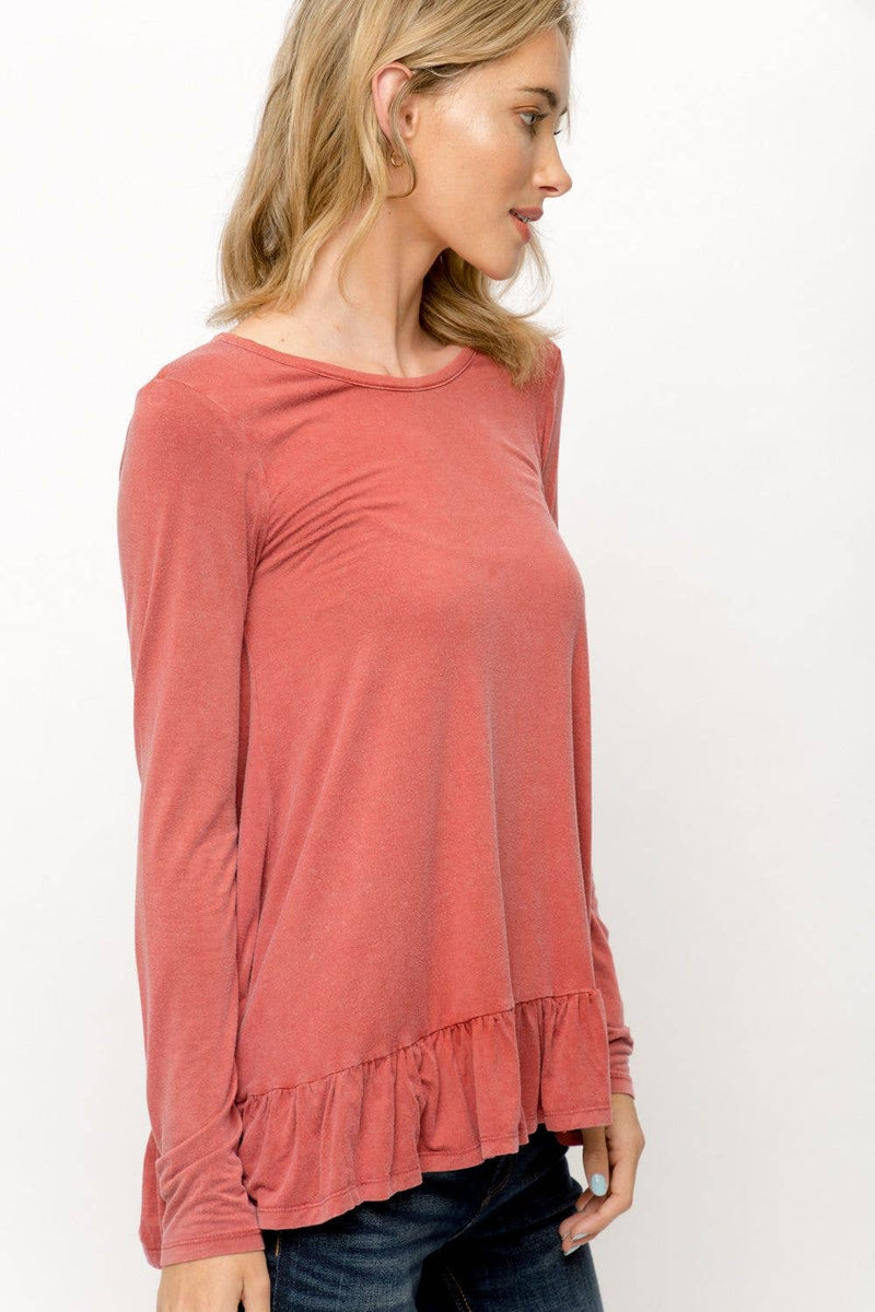 Ruffle Hem Top in Rust or Blush