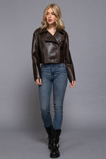 Vintage Wash Faux Leather Moto Jacket