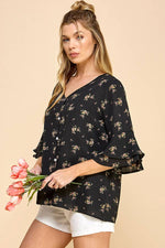 Black Floral Blouse