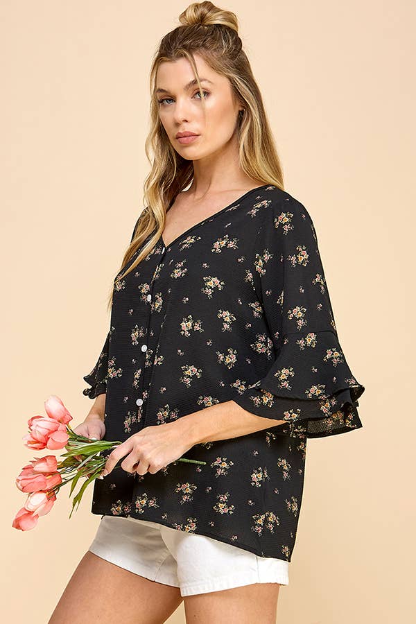 Black Floral Blouse