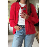 Solid Soft Knit Button Loose Cardigan