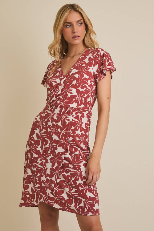Surplice Ruffle Floral Dress
