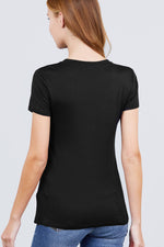 Crew Neck Rayon Spandex Tee in Dark Brown, Light Brown, and Black