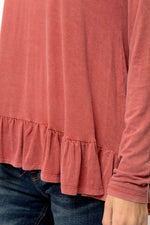 Ruffle Hem Top in Rust or Blush