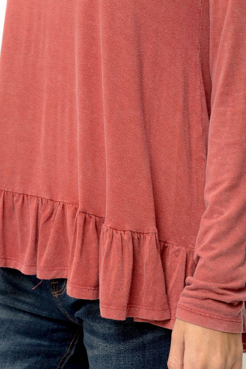 Ruffle Hem Top in Rust or Blush