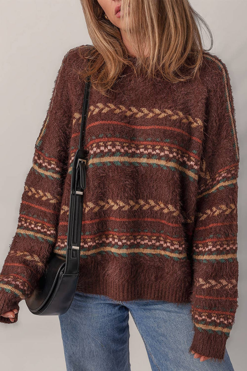 Boho Pattern Cinnamon Sweater