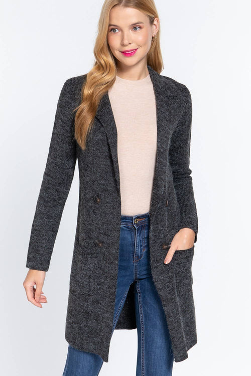 Long Notched Collar Cardigan/Jacket