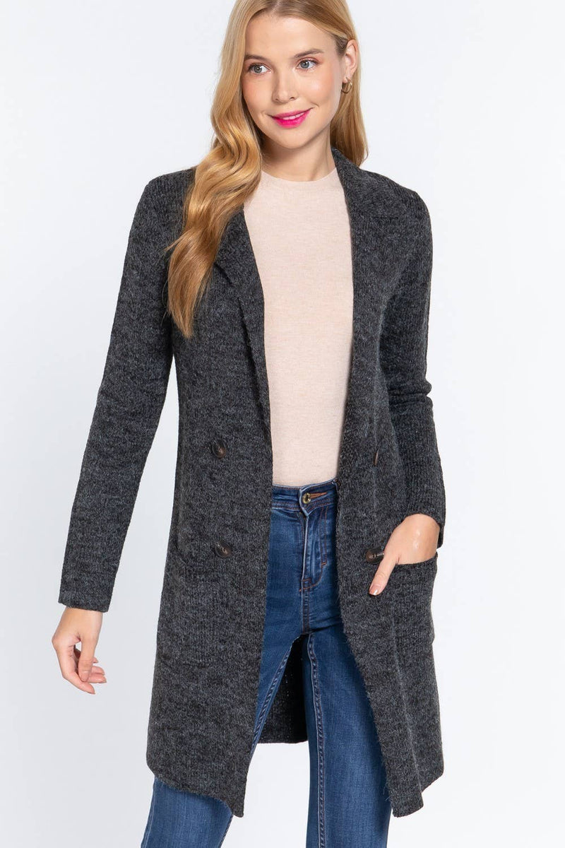 Long Notched Collar Cardigan/Jacket