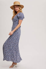 Boho Floral Print V-Neck Maxi Dress