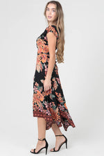 V Neck Hanky Hem Maxi Dress with Lace Trim