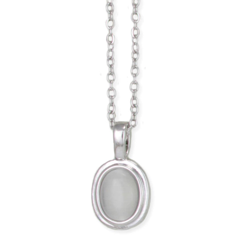 Silver Cats Eye Pendant Necklace