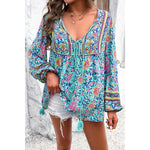 Teal Tassel Boho Blouse