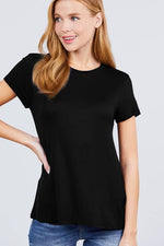 Crew Neck Rayon Spandex Tee in Dark Brown, Light Brown, and Black