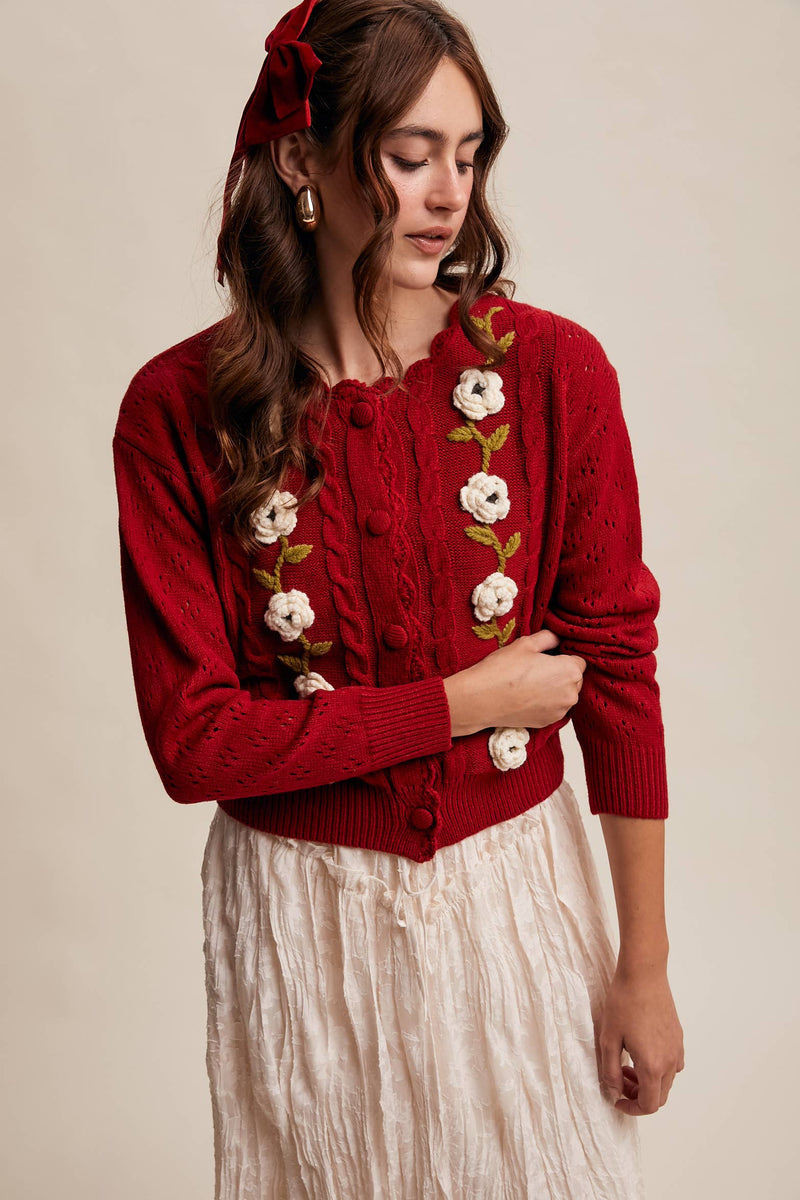 Handmade Crochet Flower Cardigan