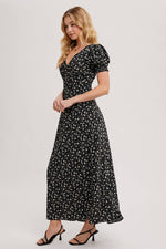 Boho Floral Print V-Neck Maxi Dress