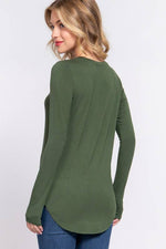 Long Sleeve Round Neck Rayon Top