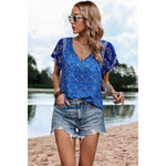 Boho Royal Blue Print Blouse