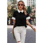 Black Blouse with Accent Trim