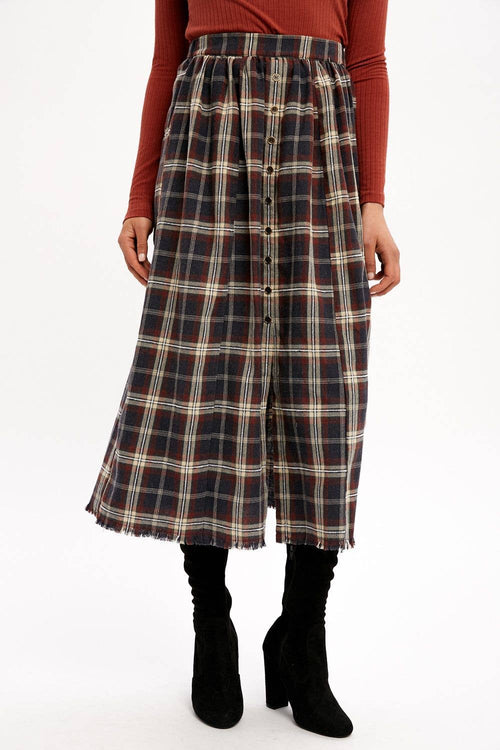 Navy Plaid Skirt