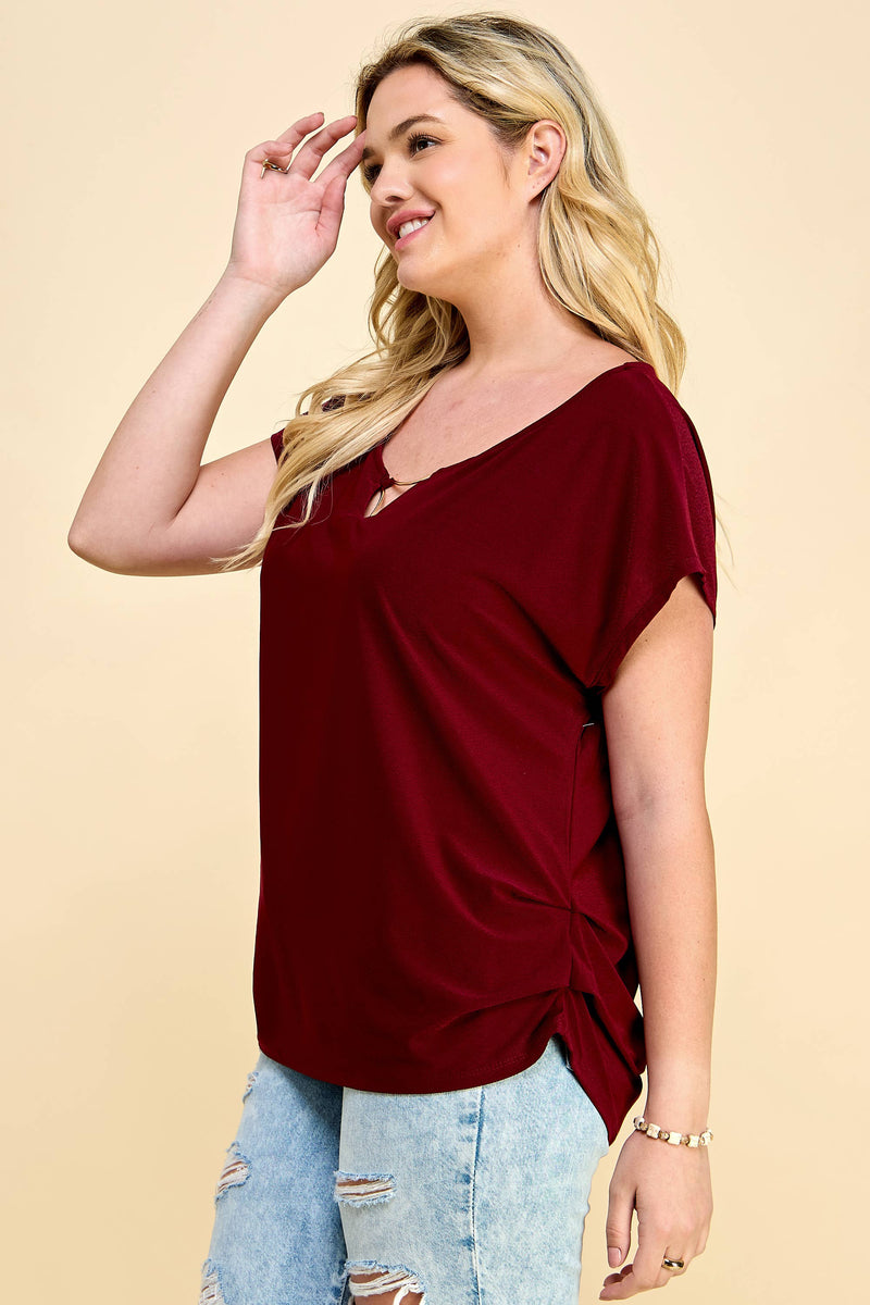 Plus Burgundy Blouse