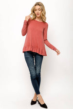 Ruffle Hem Top in Rust or Blush