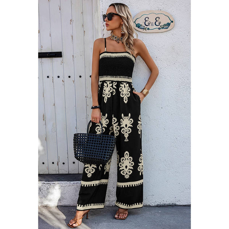 Tan Geo Print Jumpsuit