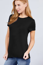 Crew Neck Rayon Spandex Tee in Dark Brown, Light Brown, and Black