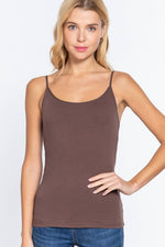 Basic Adjustable Strap Cami With Shelf Bra