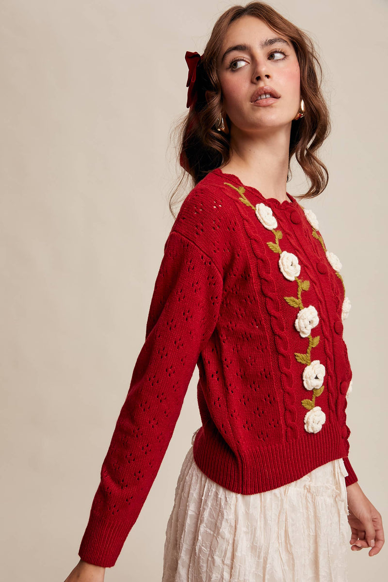 Handmade Crochet Flower Cardigan