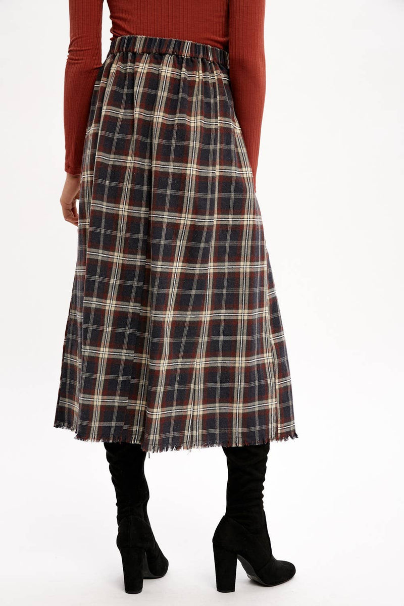 Navy Plaid Skirt