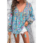 Teal Tassel Boho Blouse