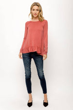 Ruffle Hem Top in Rust or Blush