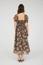 Chocolate Floral Sweetheart Neckline Dress