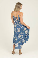 Lace-Up Back Midi Dress in Blue or in Black