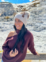 Daisy Contrast Faux Fur Pom C.C Beanie HTC0079
